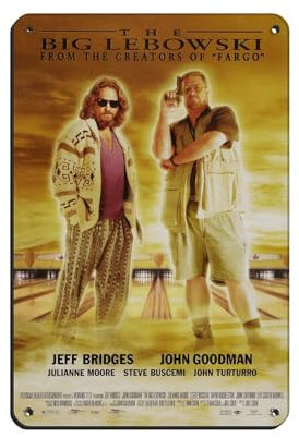 Filmposter The Big Lebowski (1998), Retro-Poster, Metall-Blechschild, schicke Kunst, Retro, Eisenmalerei, Bar, Menschen, Höhle, Café, Familie, Garage, Poster, Wanddekoration, 20 x 30 cm