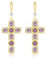 Linawe Kreuz Ohrringe Gold Hängend Ohrhänger Schmuck, Damenohrringe Amethyst Lila Kristall Strasssteine Ohringe Modeschmuck, Tropfen Ohrringe Vergoldet Kreuz Anhänger Geburtsstein