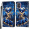 Handyhülle für Samsung Galaxy A71 Hülle, Magnetische Stoßfeste Flip Leder Schutzhülle Klapphülle, blaues Herz