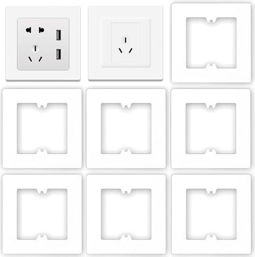 7 Pcs Light Switch Surround, Socket Surround Cover, Wall Protector, Electrical Plug Socket Wall Cover Decorate Plastic, Light Switch Cover for Light Switches and Electrical Plug Sockets (White)