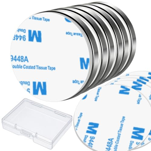 6 Stück Neodym Magnete 30 x3 mm,Runde Selbstklebende Scheibenmagnet,Magnete Stark Selbstklebend,Standardgröße Magnette 30mm,Neodym Magnet Flach mit 6 Selbstklebendde,für Whiteboard,Kühlschrank,Basteln
