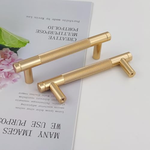 Pexintek 2 Stück Schrankgriffe Gold Moderne Möbelgriffe 96mm | Möbel-Türgriffe Vintage für Küche Kommode und Schränke, Anti-Fingerprint Schubladengriffe, Mit Schrauben für Einfache Montage