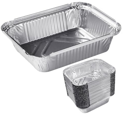 UDNFHL 50 Piezas Bandeja De Aluminio De Aluminio, Recipiente De Comida con Tapa, Accesorios De Barbacoa, Suministros De Cocina, Accesorios para Cocinar.