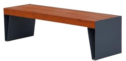 Jian1004 Gartenbänke Sitzplatte aus Edelstahl und Holz, Gartenbank, Parkplatzbank(120cm)