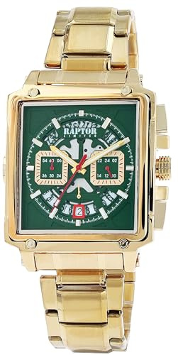 Raptor Damen Armbanduhr Analog in Gold, Gesamtlänge 23.5 cm, Edelstahlarmband – 3 ATM