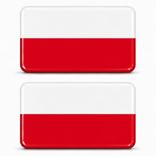 3D Länderflaggen Aufkleber Sticker Emblem Flagge Fahne Set 2 Stück – Mini Gel Auto Motorrad Helm Laptop Handy Koffer – Wasserdicht Selbstklebend 18x11mm (Polen PL)