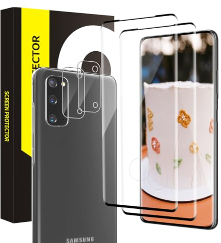 2+2 Stück Schutzfolie für Panzerglas für Samsung Galaxy S20 5G, | Displayfolie+Kameraschutz, 3D-Vollschutz, Blasenfrei, 9H Härte Bruchsicher, Hoch Definition S20 Displayschutzfolie