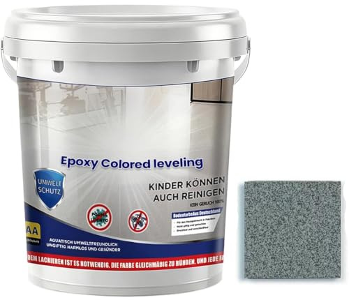 Générique Peinture de Sol Époxy Au Sable 1L,Revêtement autonivelant à séchage rapide et haute brillance,Peinture époxy auto-nivelante,Pour maison,appartement,dortoir,salle d'eau (Gris mer)