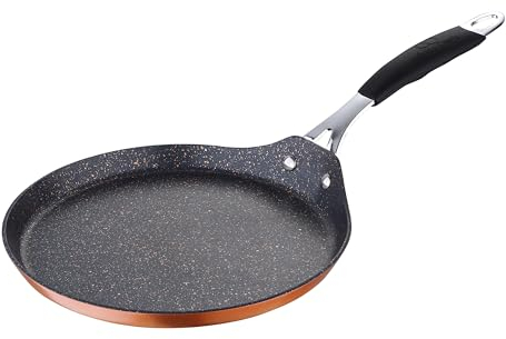 Bergner BGIC-1101 Crêpe-und Pfannkuchenpfanne, | Quantanium-Antihaftbeschichtung | Kupfer | Silikongriff | Geschmiedetes Aluminium, 24 cm