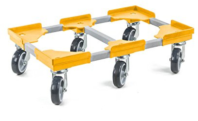 aidB Transportroller Variabel - 600x400-1x unterteilt - Gummiräder 6 Lenkrollen Gelb