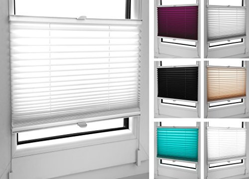Tropik Home Pleated Blinds 18 Width Sizes, 6 Colours Easy Fit Install Plisse Conservatory Blinds, White, 90cm Wide by 100cm Drop