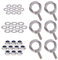 Swpeet - Kit de tornillos de elevación de rosca macho M5 de acero inoxidable 304, incluye 6 pernos de ojo M5 con 10 tuercas de bloqueo, 10 arandelas de bloqueo y 10 arandelas planas