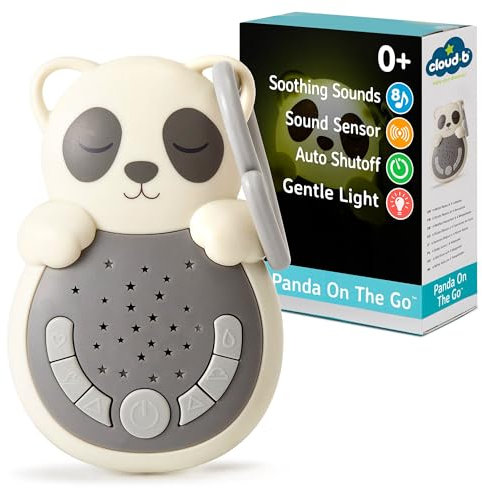 Cloud B Veilleuse nomade Sweet Dreamz On The Go – Panda | 4 bruits blancs et 4 berceuses | Dès la naissance | Cry Sensor | Minuteur