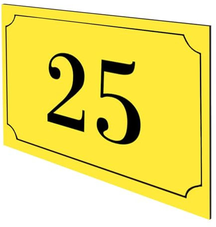 DECOHO - Numéro de boîte aux Lettres personnalisé Gravure Laser - Plaque PVC résistante Jaune Chiffres Noirs - Format 12x8 cm, adhésif 3M - Jaune