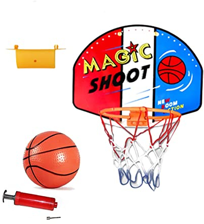 Kidoloop Mini Basketball Hoop Set with Hard PVC Hanging backboard Wall Mounted with Ball Air Pump Included Portable Sport Toys for Kids Bedroom Game Set