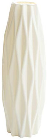FeiliandaJJ Handgefertigte Bruchsichere Vase für Pampasgras - Modern Geriffelte Blumenvase für Tisch, Wohnzimmer, Zuhause, Hochzeit Dekor und Tischdeko (Weiß)