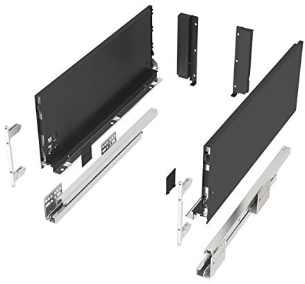 Schubkastensystem JUNKER-SLIM anthrazit Höhe: 167 mm Tiefe: 450 mm | belastbar bis 40 Kg Soft-Close Küchenschublade mit 13 mm schlanken Schubladenzargen