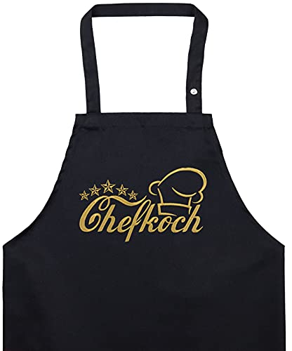EXPRESS-STICKEREI BBQ Grillschürze - Lustige Kochschürze für Grillfans - Verstellbare Latzschürze für Männer/Frauen - Küchenschürze mit Spruch Chefkoch - Kochschürze