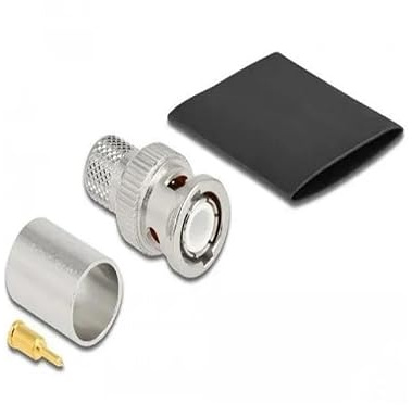 Delock BNC Stecker zum Crimpen LMR 400 mit passendem Schrumpfschlauch