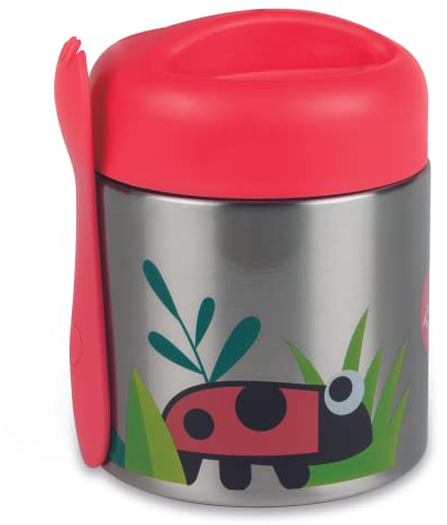 TUM TUM Kids Food Flask with Magnetic Spork & Easy Open Lid, Insulated Food Jar, 300ml, Bugs