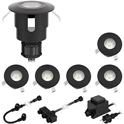 ledscom.de LED Bodeneinbauleuchte ATRIA für außen, IP65, schwarz, rund, 40mm Ø, kaltweiß 6er Set