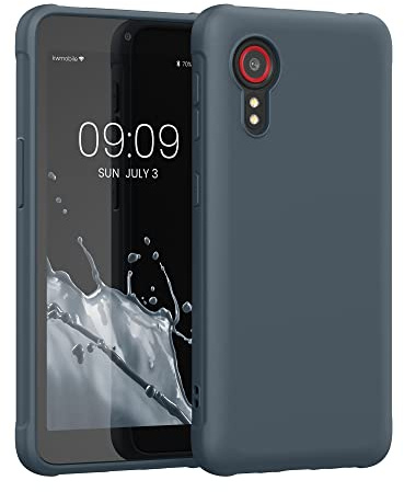 kwmobile Hülle für Samsung Galaxy Xcover 5 TPU Case - Handyhülle unterstützt kabelloses Laden, Flexible Schutzhülle, gummiertes Cover in Dunkler Schiefer