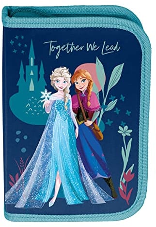 Theonoi Eiskönigin Frozen Kinder Federmäppchen Federtasche Federmappe Mäppchen Etui 2 Fach gefüllt Schulzubehör Einschulung Mädchen (Frozen II)