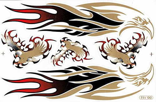 1 Bogen 270 mm x 180 mm - Adler Flammen Feuer schwarz Sticker Motorsport Motocross Auto Roller Tuning Aufkleber wetterfest Modellbau