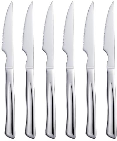 GoGeiLi Set de 6 couteaux à steak, Set de couteaux à steak en acier inoxydable, 22,1cm, lavable au lave-vaisselle
