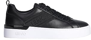 Liu Jo Scarpe Donna, Modello Sneakers Basse Silvia 86 BF3005EX014, Realizzate in Pelle Sintetica. Nero