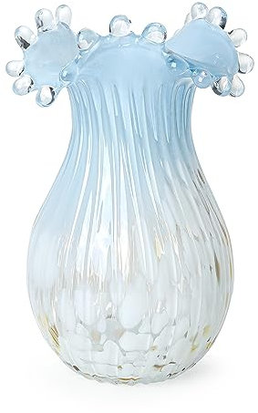 JATYFING Vase de fleurs en verre soufflé pour décoration, salon, chambre à coucher, table à manger (bleu ciel)