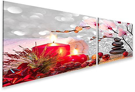 islandburner ILHT-2K ILHT-2K - Immagine su tela per massaggio, spa, candele, orchidee, pietre nere, glitter, bellezza, massaggio, salone di bellezza