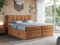 MKS MEBLE King Boxspringbett 140x200, Polsterbett 140x200 mit Bettkasten, Bett 140x200 mit Multipocket-Matratze H4, Boxspringbett 140x200 mit Kopfteil und Topper - H4 Orange Struktur - Alvin