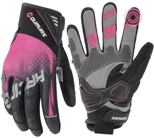 Oumurs Motorcycle Gloves for Women, Cycling Gloves for Outdoor Sports On-Road/Off-Road/Mountain Motorcycle Motorcross Motorbike Dirt Bike Bicycle Racing ATV UTV, Purple, L