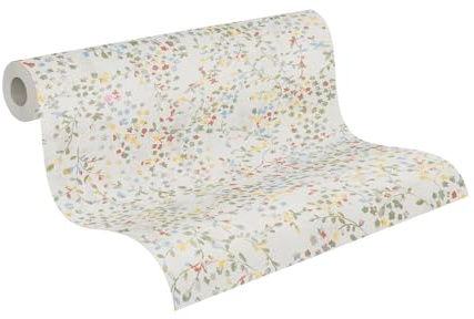 A.S. Création PintWalls II Vliestapete mit Blättermotiv 0,53 x 10,05 m – Bunt, Creme, Grün - Tapete mit Rankenmotiv Made in Germany - 397471