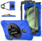 BRAECN Custodia per Galaxy Tab Active 5/Active 3 8 Pollici, Antiurto Robusto Cover con Integrato Pellicola Prottetiva, Supporto Girevole a 360° e Cinturino a Mano, Portapenne, Tracolla Portatile, Blu