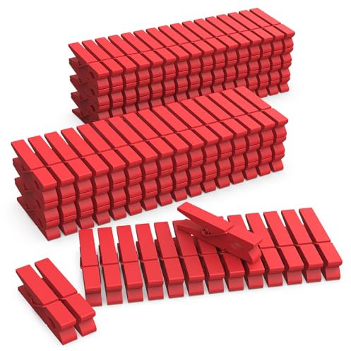 Confezione da 128 mini mollette in legno colorate rosse