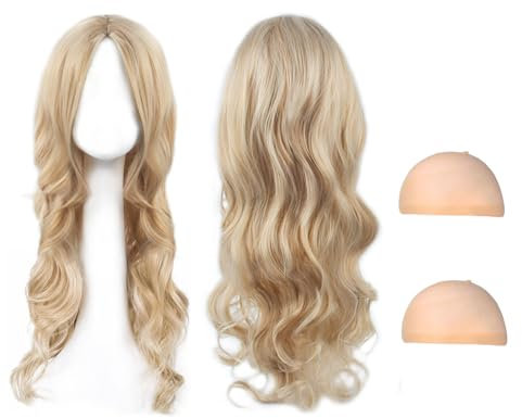 AYNKH Golden Wave longue perruque, perruques bouclées pour femmes, femmes, 27 bouclé longue perruque femmes Fantaisie Robe glamour full Hair Wave alternative costume cosplay Party