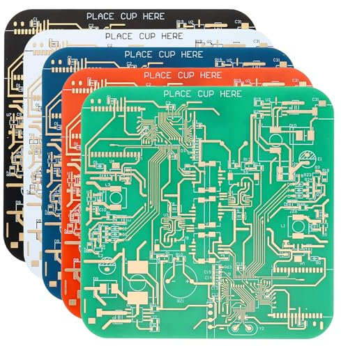 PATIKIL 5Stk Untersetzer PCB Untersetzer Leiterplattenuntersetzer Leiterplatte Untersetzer FR-4 Getränke-Untersetzer für Getränke Kaffee Tisch Bar Geschenke Freund Männer 5 Farbe