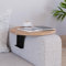 [en.casa] Sofatablett Kuleskyd verstellbar Armlehnentablett rund Ø34 cm Couchablage Couchtablett Sofalehnentisch Sofaablage Holzoptik