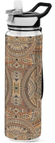 Mnsruu Bouteille d'eau transparente avec paille - Gourde étanche - En plastique Tritan sans BPA - Pour le sport, le bureau, l'école - 1 litre