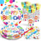 Heboland Pappteller Kindergeburtstag bunt Polka Dot Design Partygeschirr Set Geburtstag 125pcs Pappteller Pappbecher Servietten für Erwachsene Jungen Mädchen Geburtstagsdeko, 25 Gäste