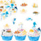 Gleevio Essbare Tortendeko Meerestiere,48 Stück Tortendeko Unterwasserwelt,Cake Topper Meerestiere,Esspapier Meerestiere,Muffin Deko Meerestiere,Ozean Kuchen Deko,Fische Cupcake Toppers Geburtstag