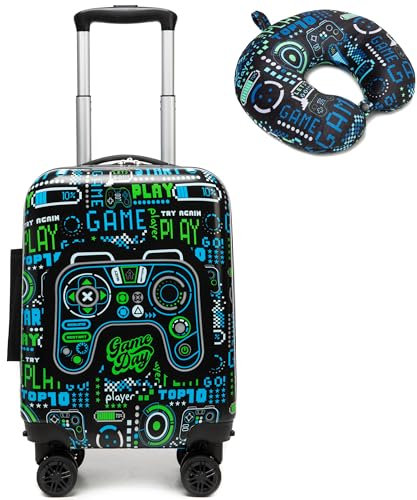 HTgroce 2tlg Kinderkoffer Set, Kinder Reisekoffer mit Kofferanhänger, Reisetrolley mit Rollen für Kinder Hartschalenkoffer für Jungen