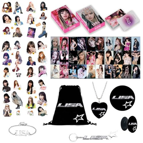 Tulufanskrr Blackpink Lisa Geschenk-Set, Lisa Fans Geschenk Set für Blink, Blackpink Fanartikel, Kpop Lisa Merchandise Geschenke Rucksack Karte Schlüsselbund