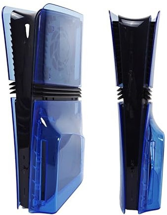 Transparent Console Case for PS5 Pro Disc Edition Hard Faceplate Transparent Protector Console Protective Shell Accessories (Translucent Blue)