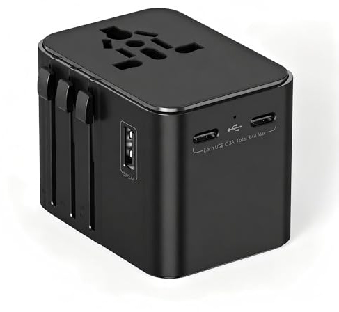 2025 Neueste Reiseadapter Weltweit, Universal Reisestecker mit 2USB A und 2 USB C,Internationaler Stecker Traval Adapter für Deutschland USA England Australien Japan,Travel Essentials