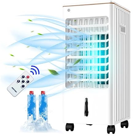 Climatiseur pour camping-car, Anion de ventilateur de refroidisseur d'air par évaporation humidifier avec le ventilateur de refroidisseur d'air de climatiseur portatif à télécommande Pour camping-cars