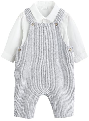 NEXT Bambini Completo salopette e body per neonato in 100% cotone Grey/White 18 Mesi