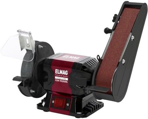 ELMAG Kombi-Schleifmaschine KSM 150/686 | Schleifscheibe & Schleifband | 230 V | 250 W | Grobschliff | Bandschleifer & Schleifbock